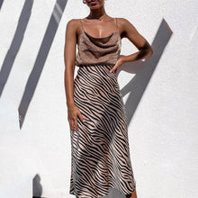 Load image into Gallery viewer, The Nocturnal Instinct: Bias-Cut Zebra Satin Midi