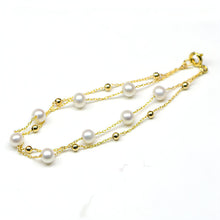 Load image into Gallery viewer, The Maritime Muse: Seawater Pearl & 18K Gold Dual-Strand Bracelet