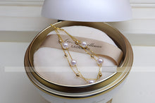 Load image into Gallery viewer, The Maritime Muse: Seawater Pearl &amp; 18K Gold Dual-Strand Bracelet
