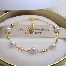 Load image into Gallery viewer, The Maritime Muse: Seawater Pearl &amp; 18K Gold Dual-Strand Bracelet
