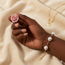 Load image into Gallery viewer, The Maritime Muse: Seawater Pearl &amp; 18K Gold Dual-Strand Bracelet
